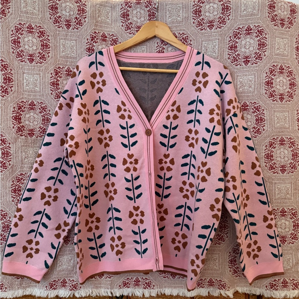 XXL Pink Floral Sweater NWOT/Never Worn